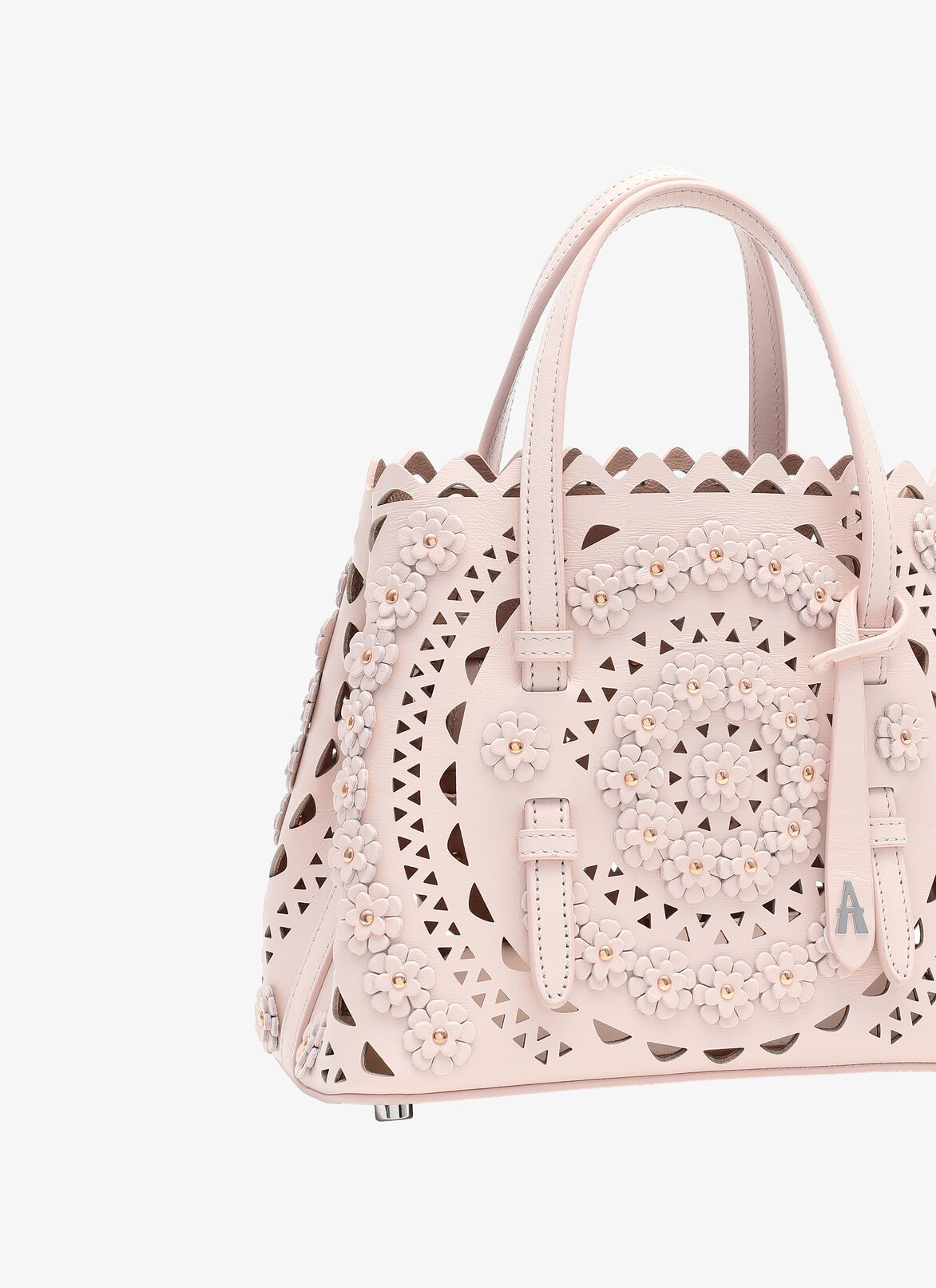 MINA MINI CUIR LUX NEW VIENNE FLEUR GALET ALAÏA GRAY  MINA MINI CUIR LUX NEW VIENNE FLEUR GALET